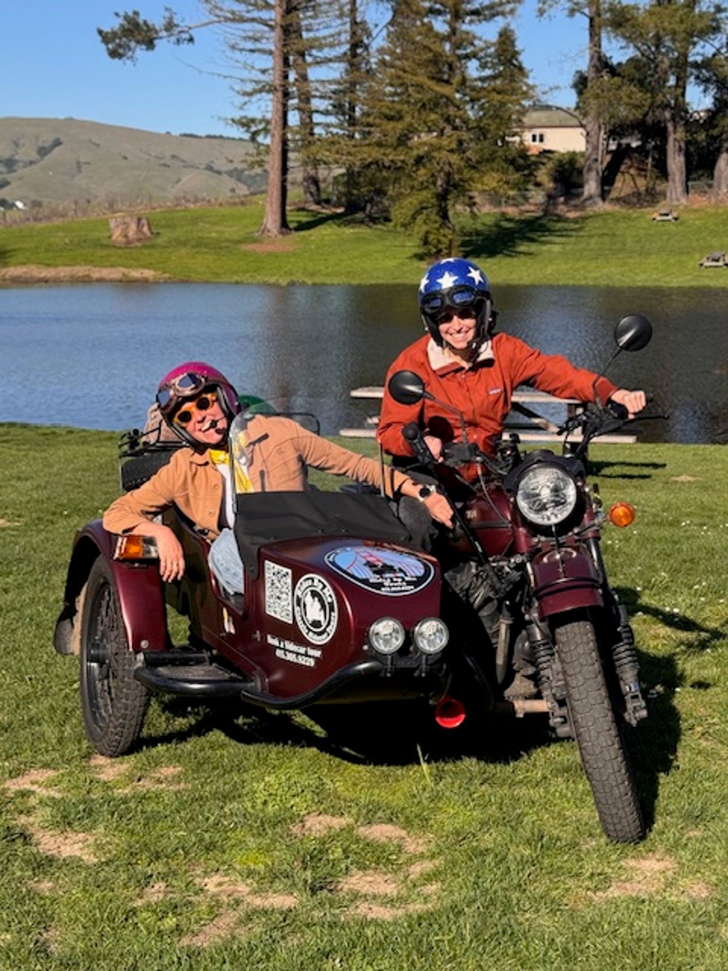 Couple in sidecar