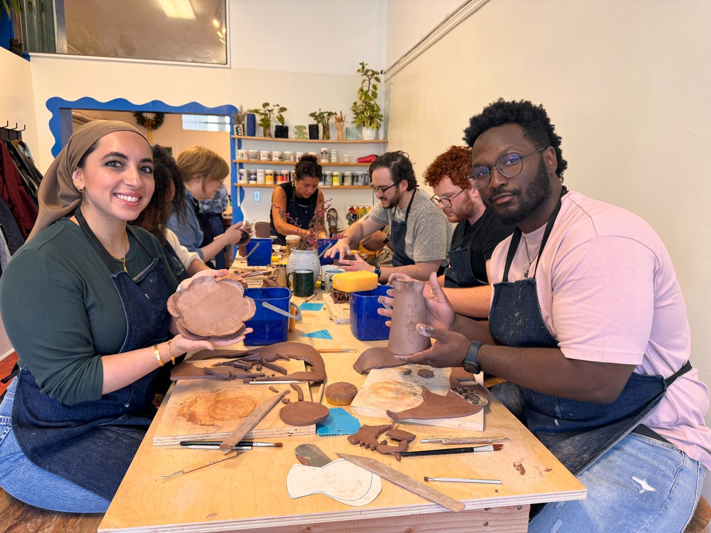 Group making pottery