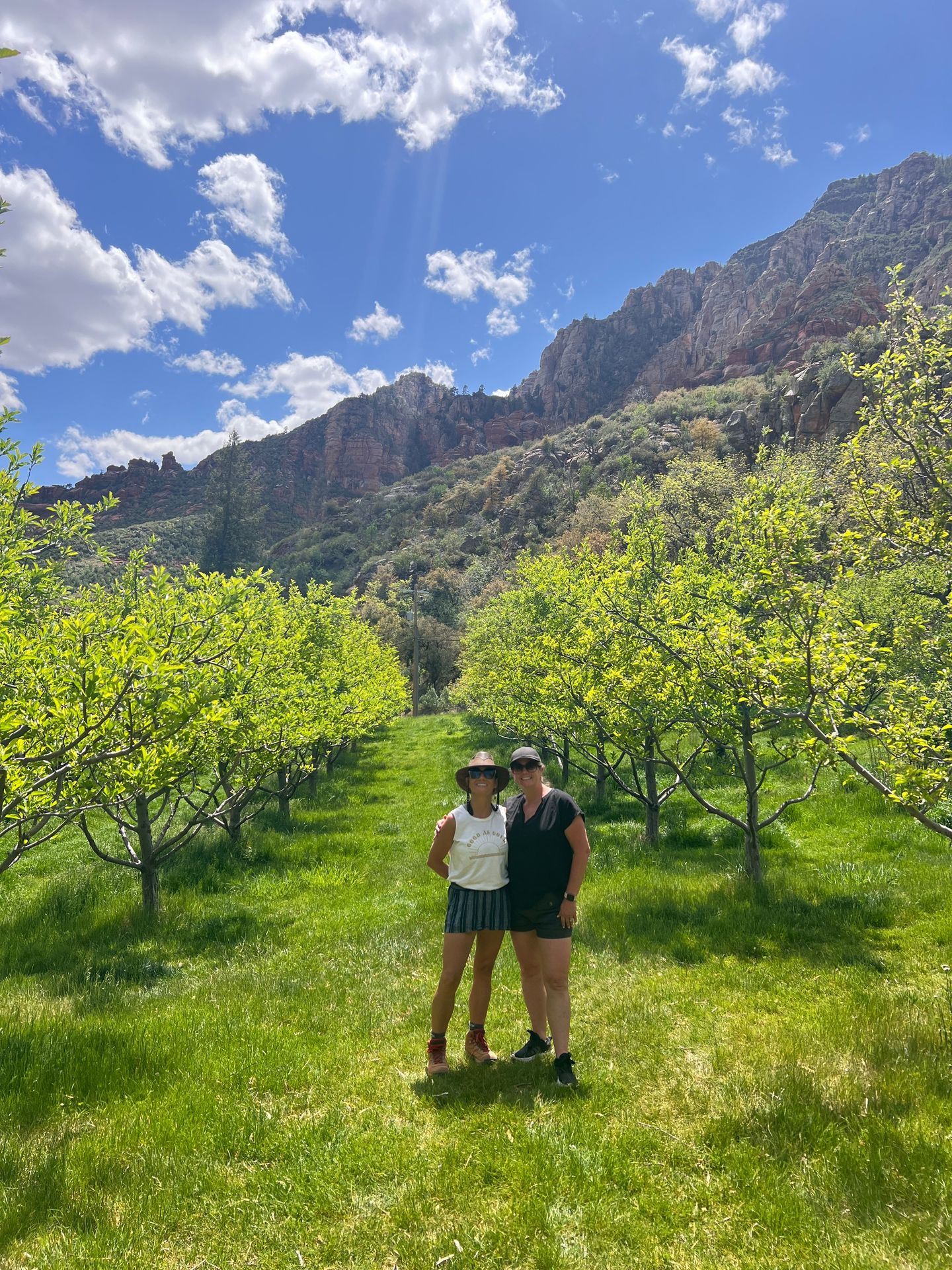 Two people in vineyard