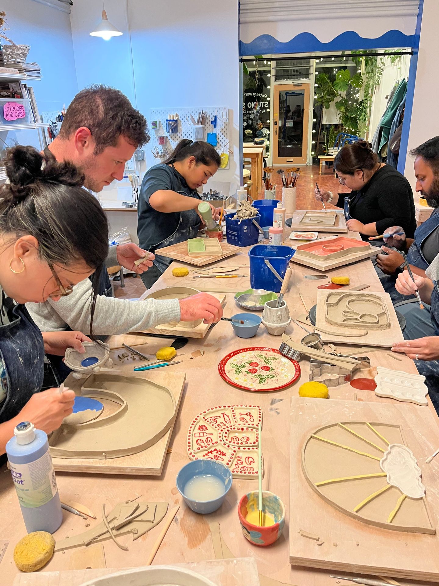 Group painting pottery