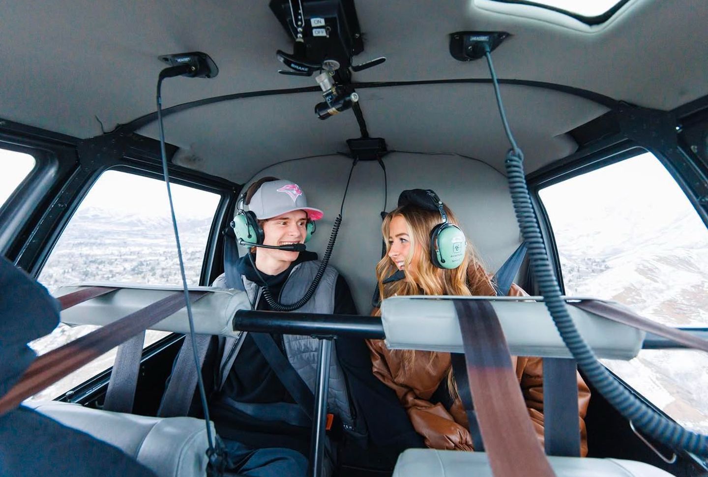 Couple in helicopter
