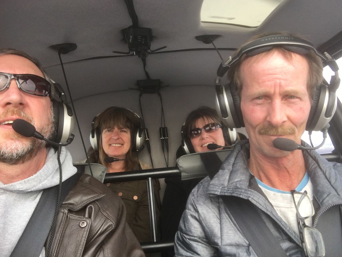 Group in helicopter