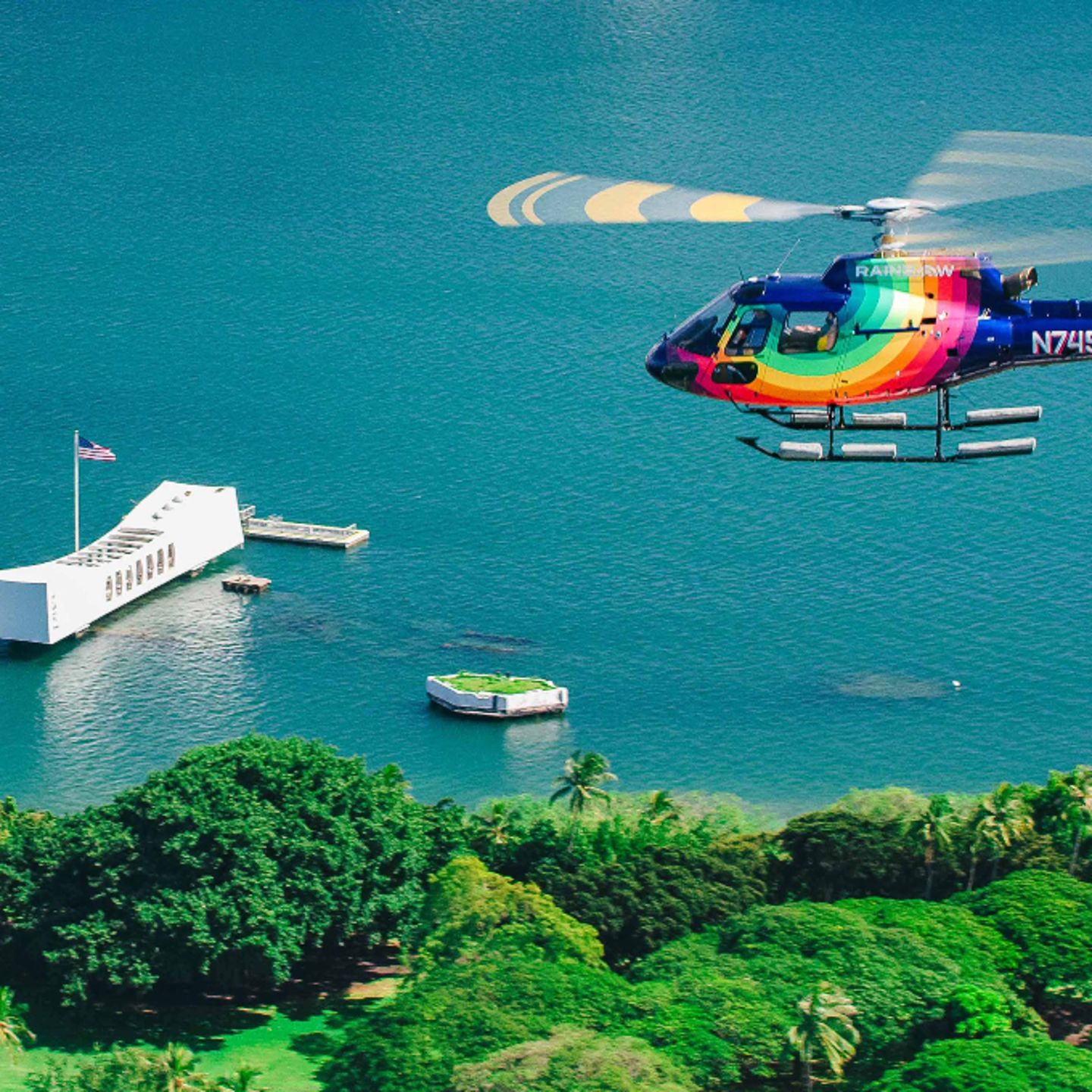 Helicopter over USS Arizona
