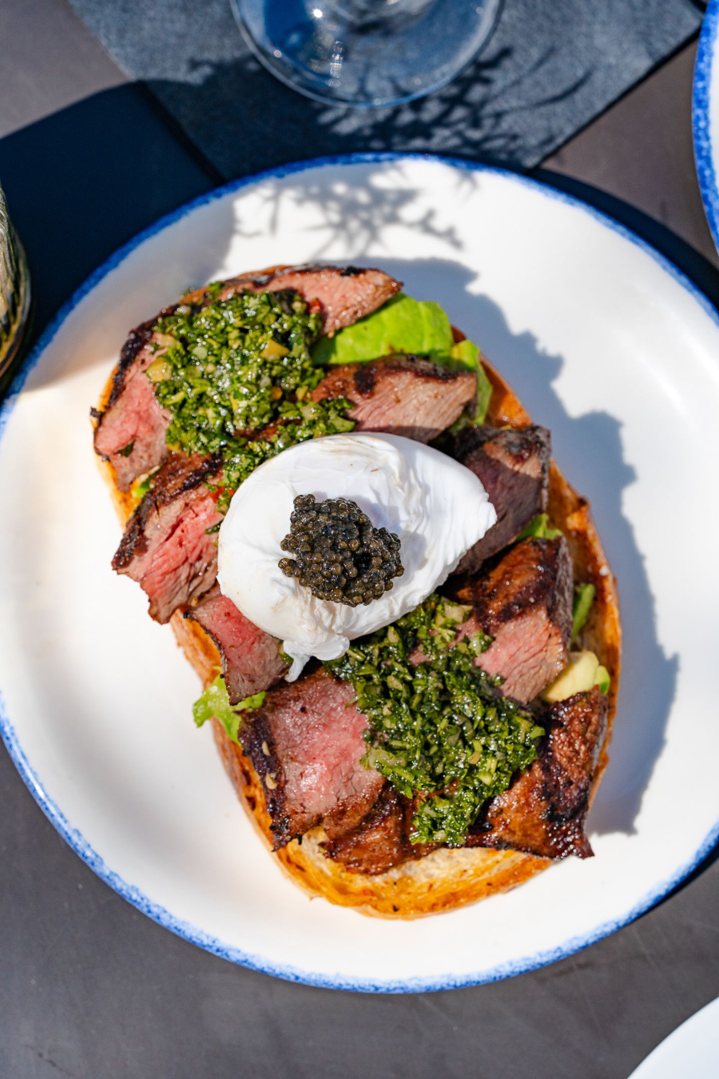 Avocado toast with steak