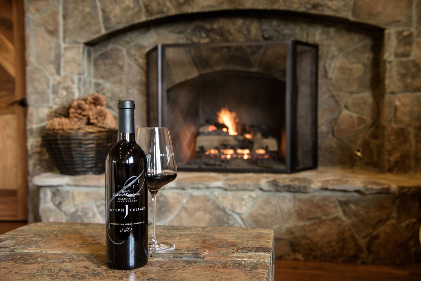 Wine with fireplace