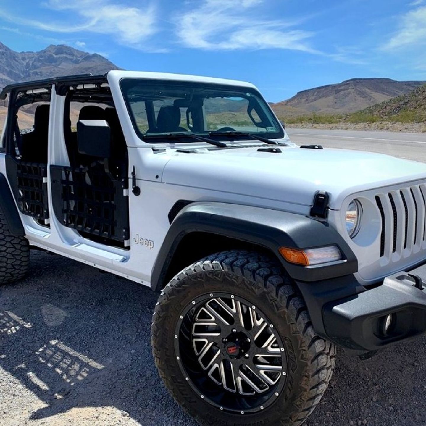 White Jeep up close