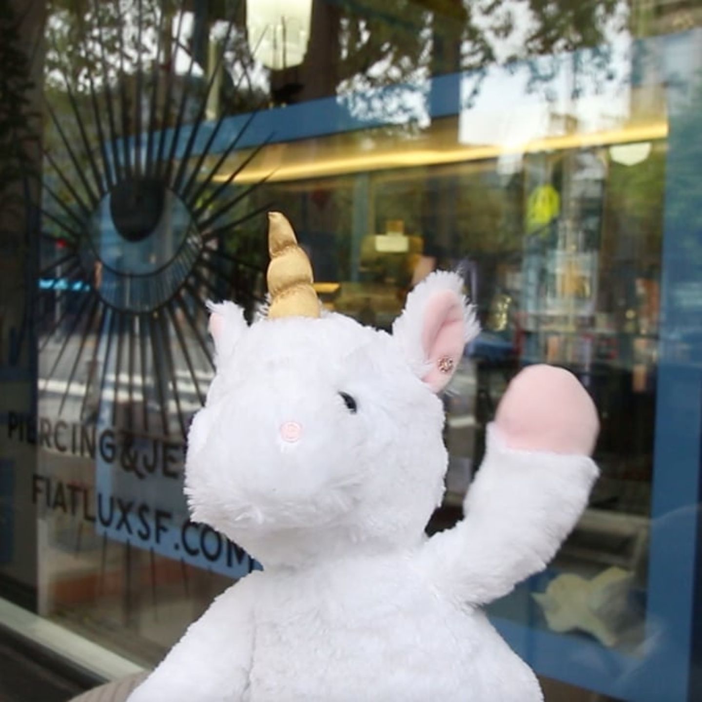 Unicorn with ear piercing