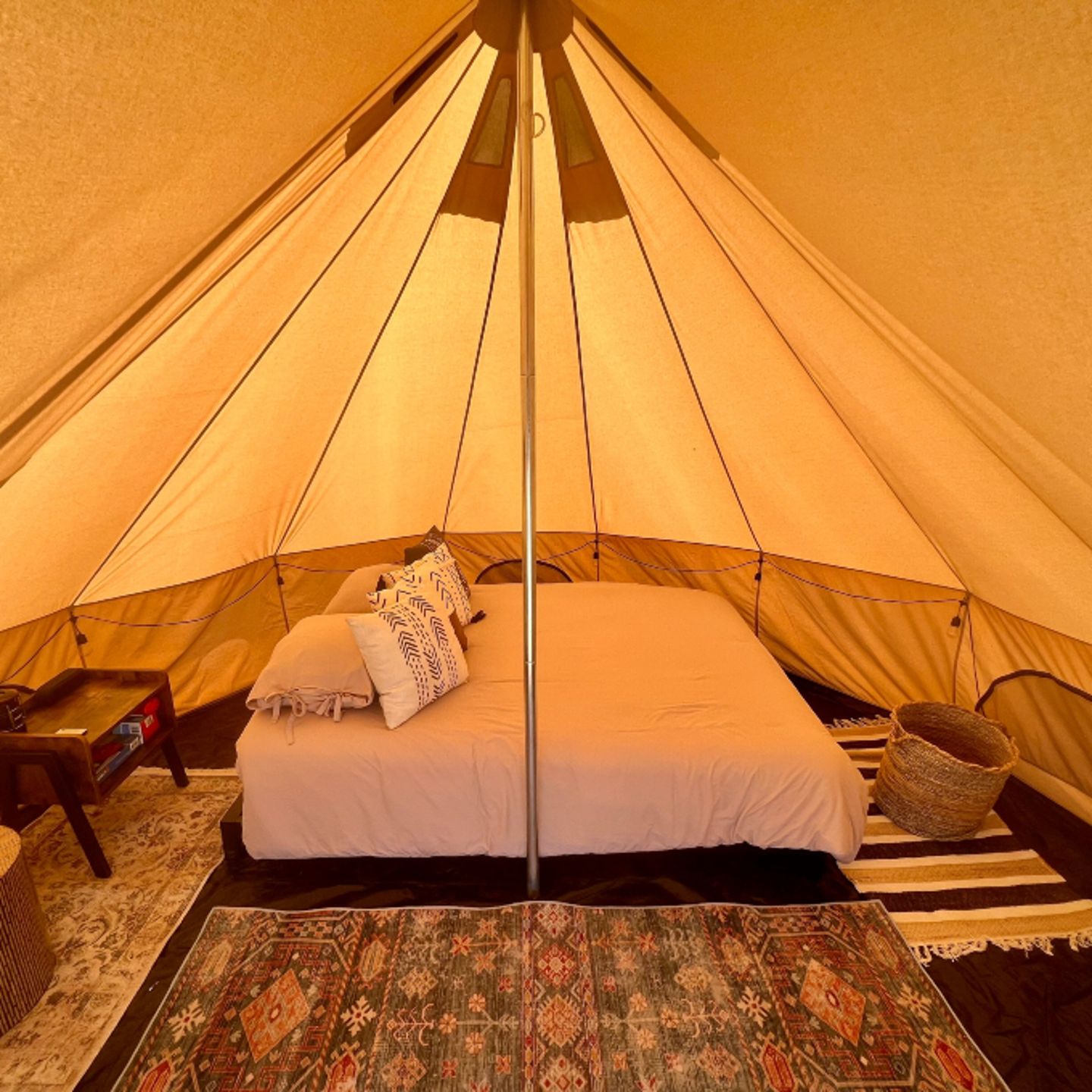 Inside tent