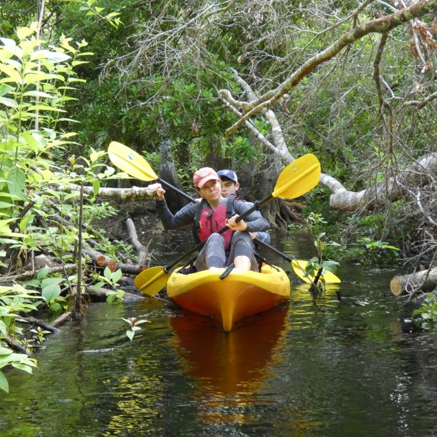 Two people kayaking