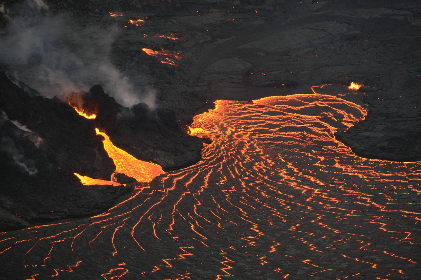 Lava flowing