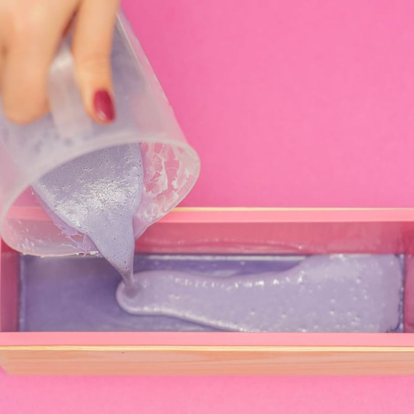Pouring soap into mold