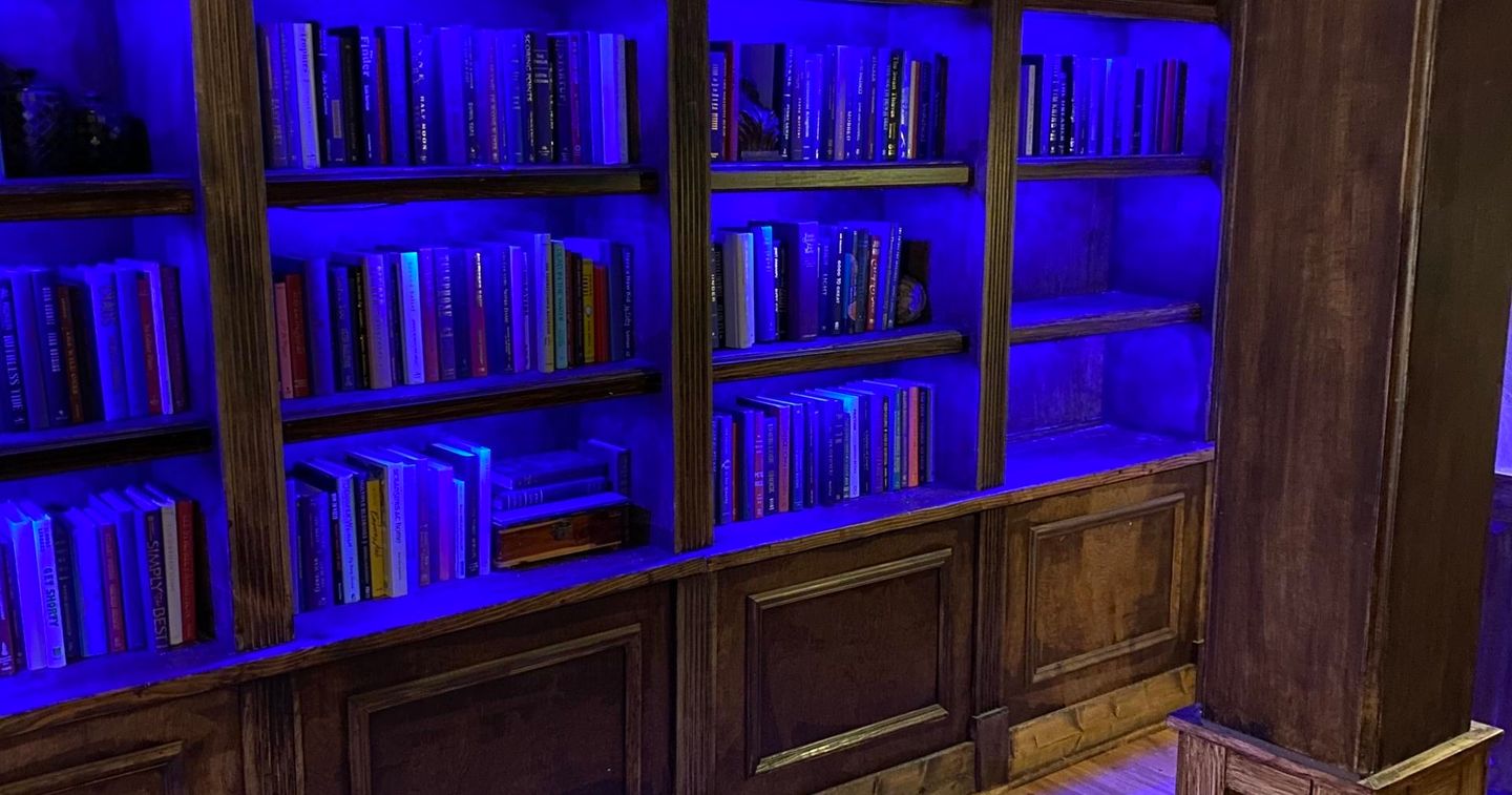 Books in blue light