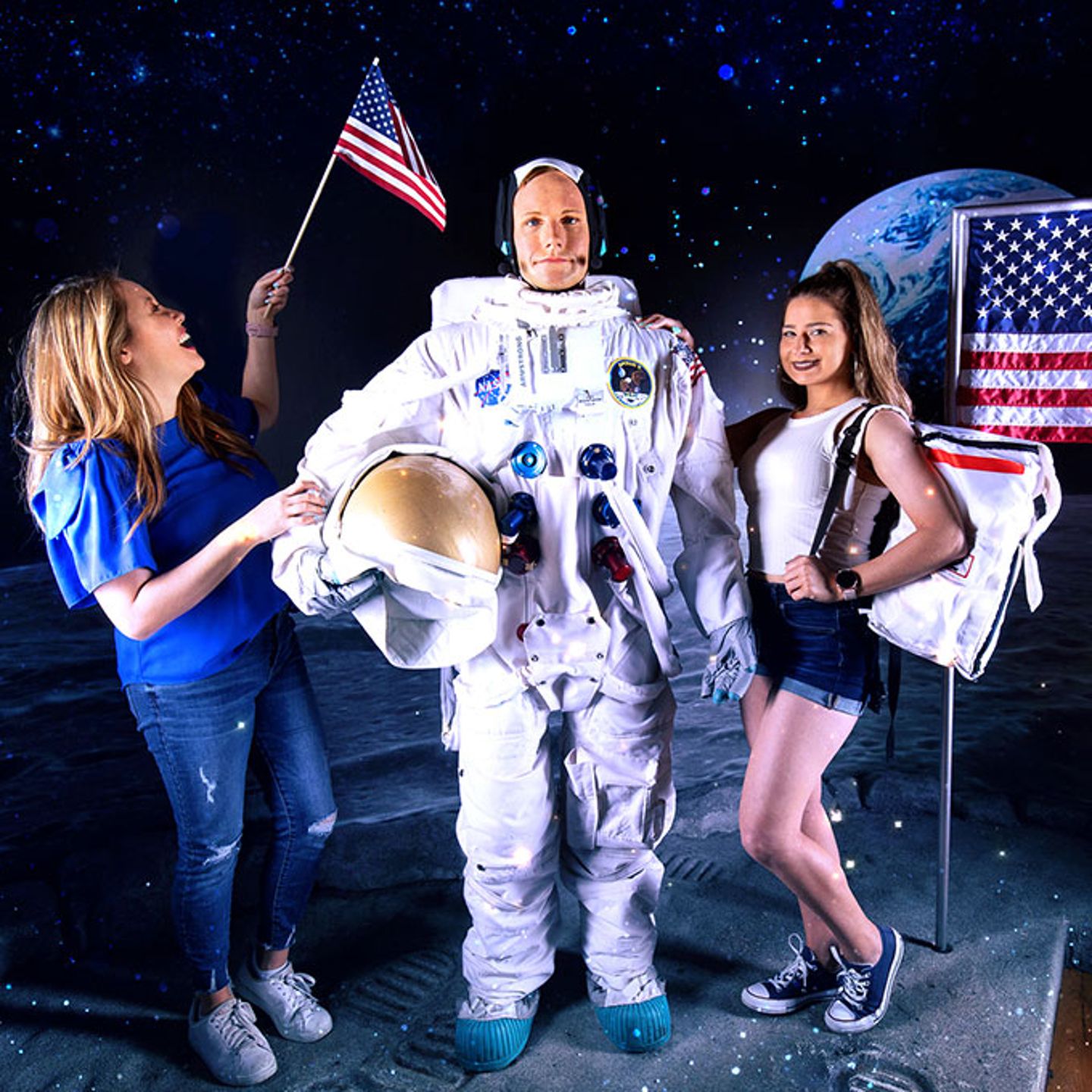 The images shown depict wax figures created and owned by Madame Tussauds.