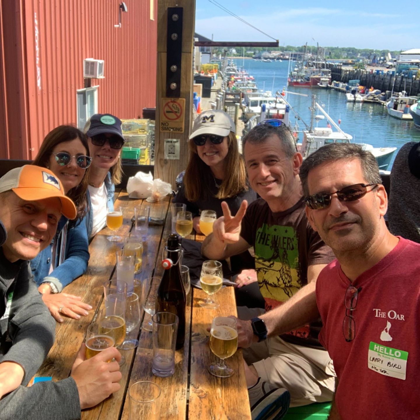Group on tour with beers