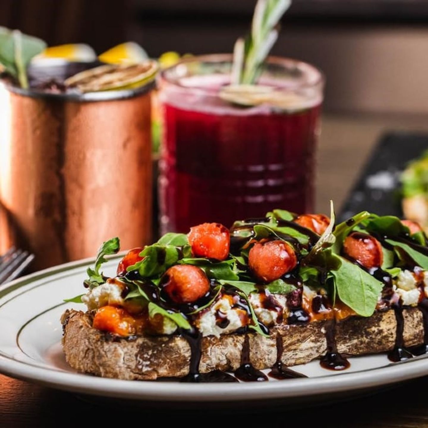 Elevated toast with drinks