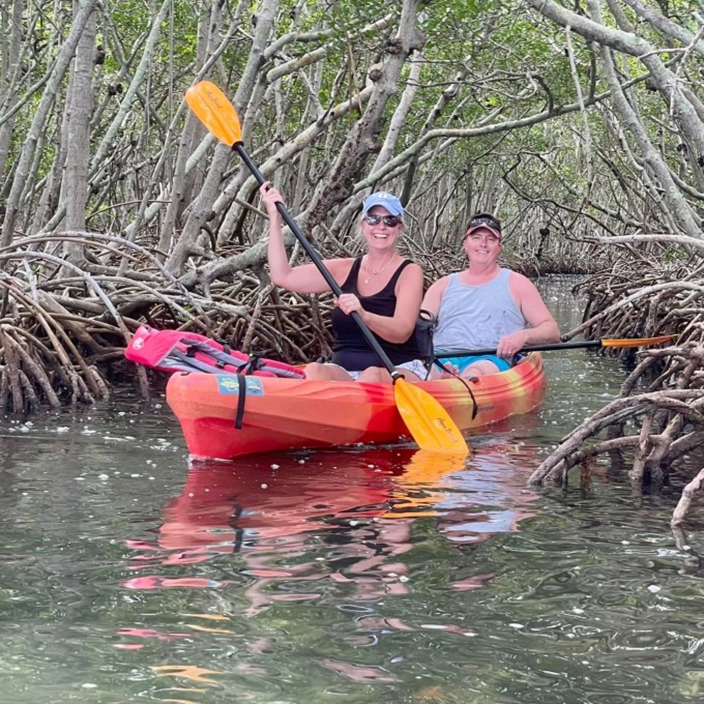 People on tandem kayak