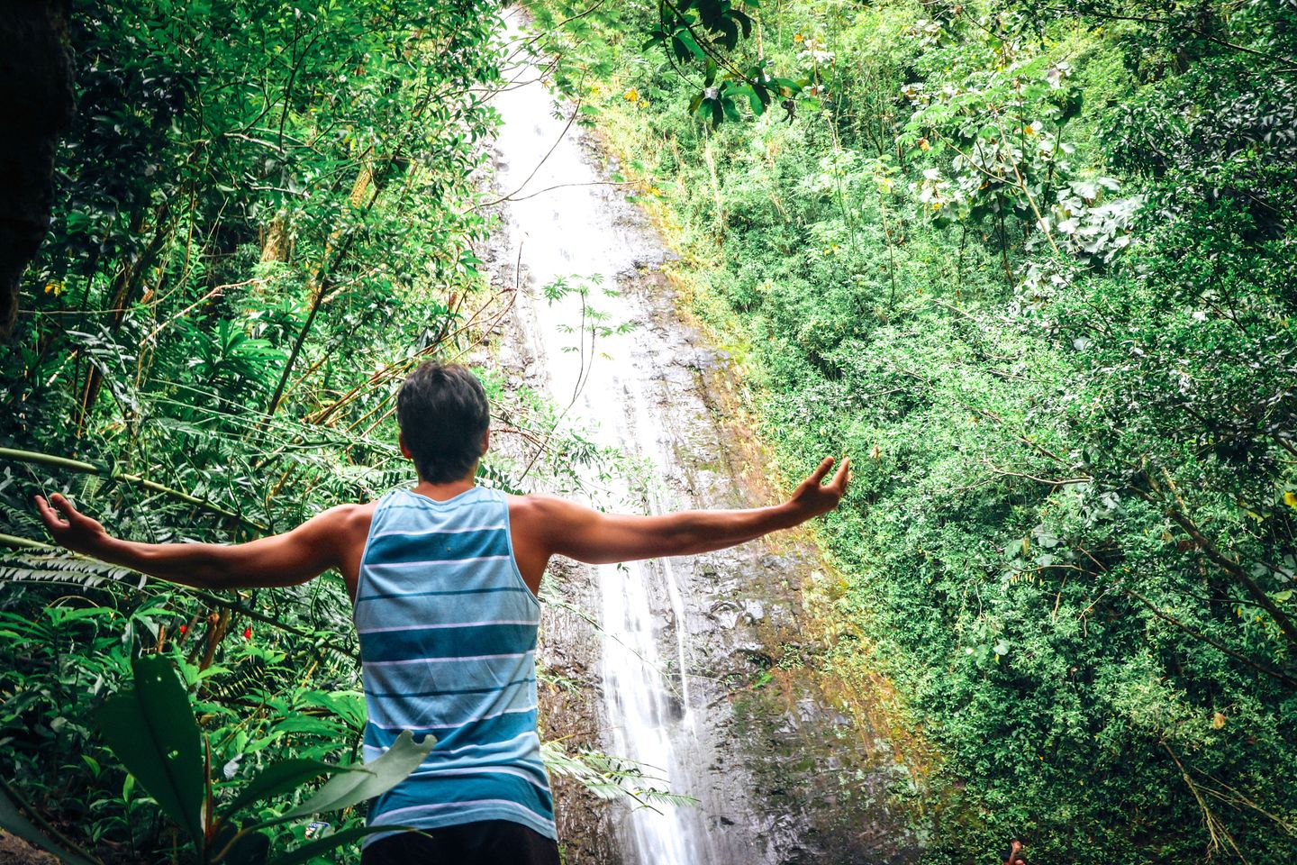 Man with waterfall