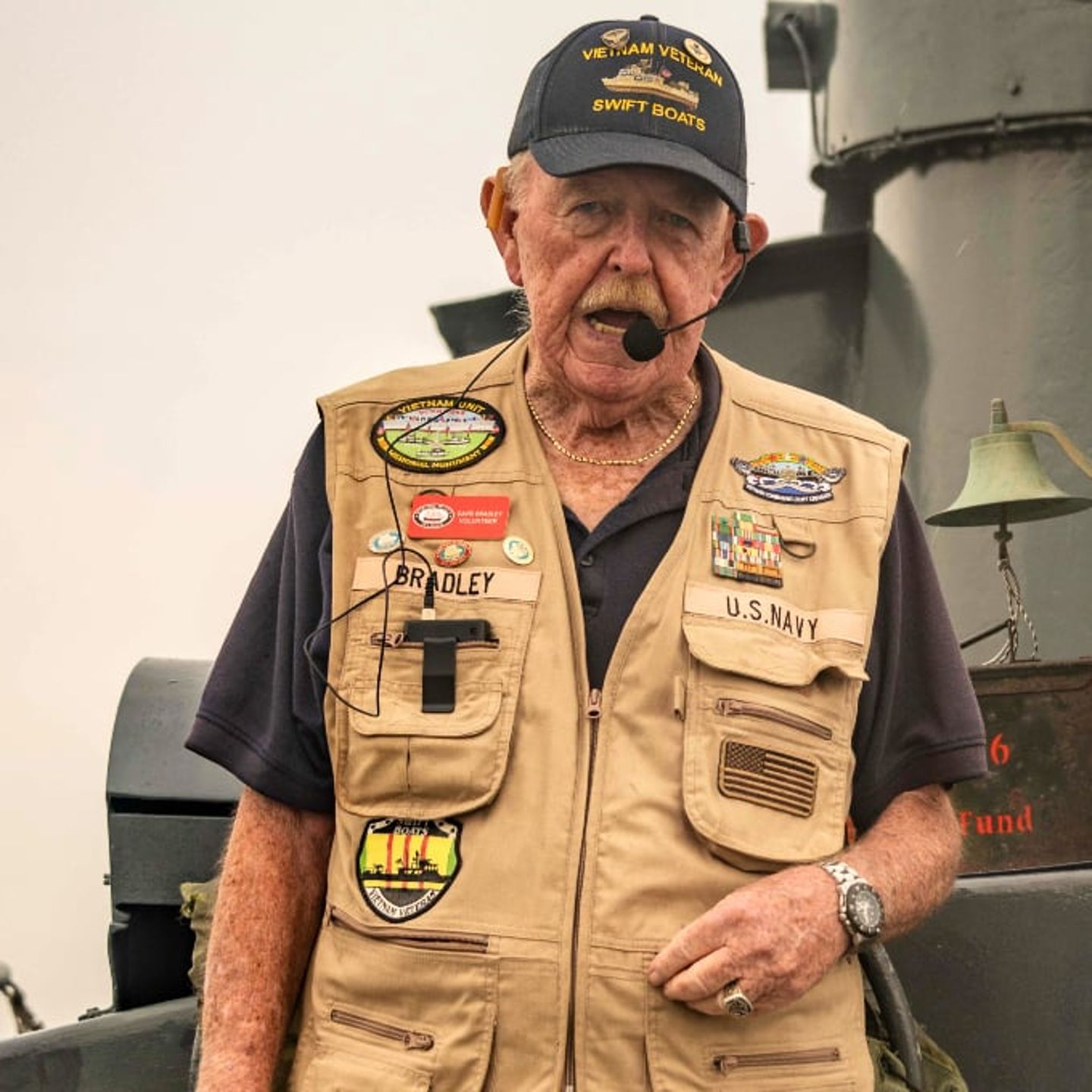 Former navy member giving tour