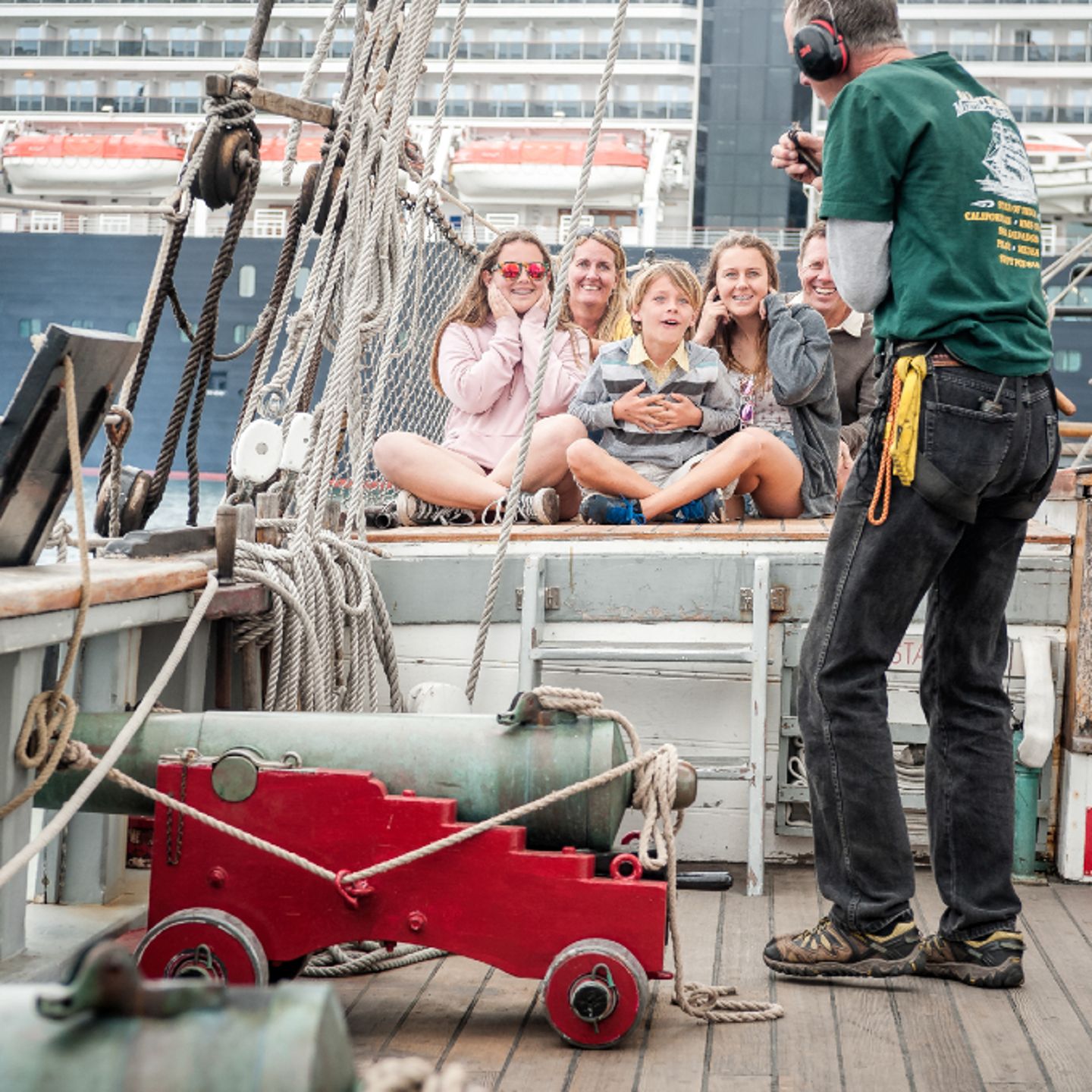 Group on boat
