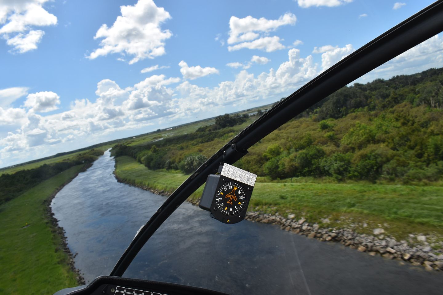 Helicopter along river