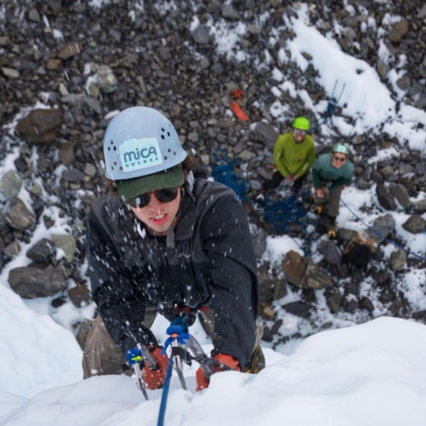Woman Climbing with Viewers