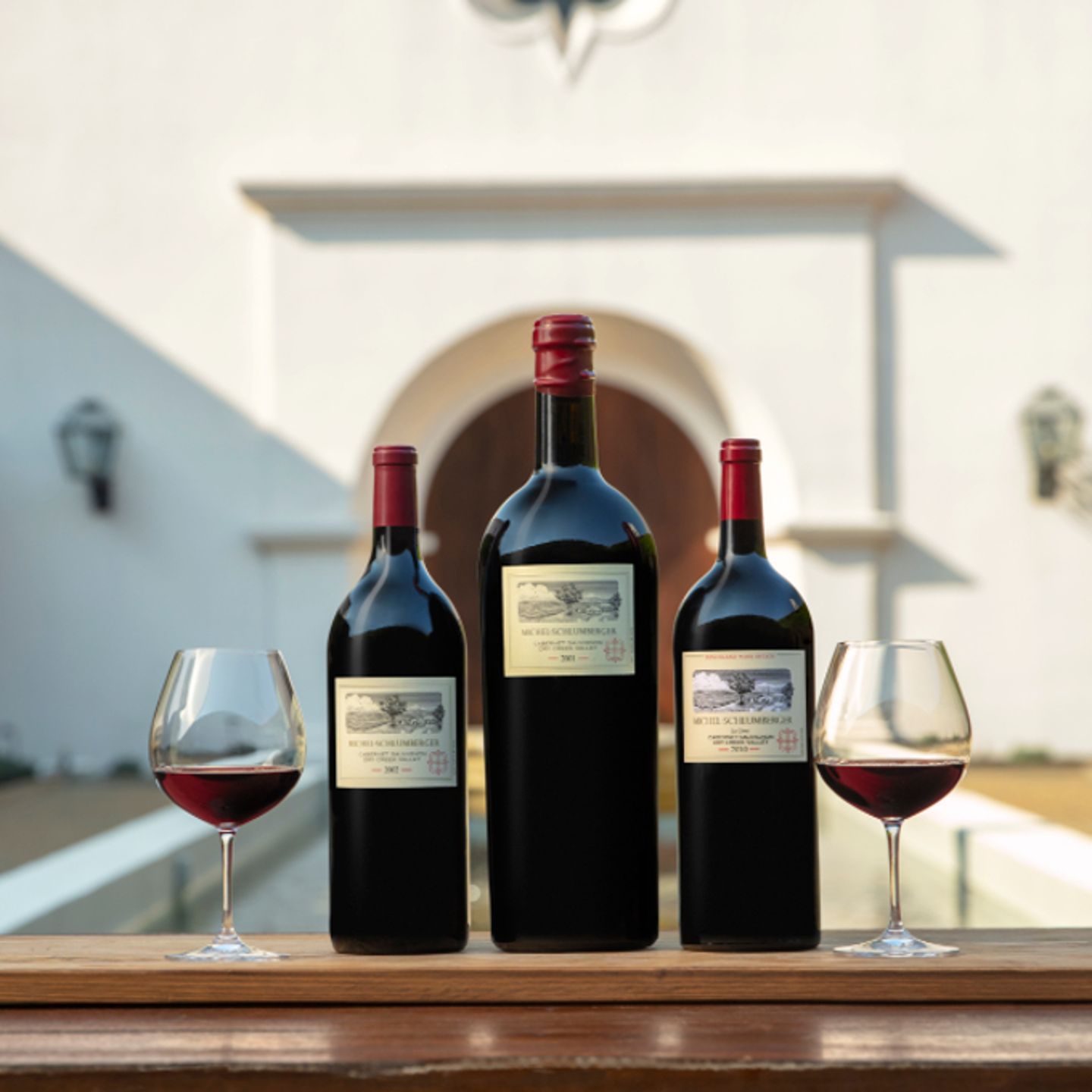 Wine bottles and glasses