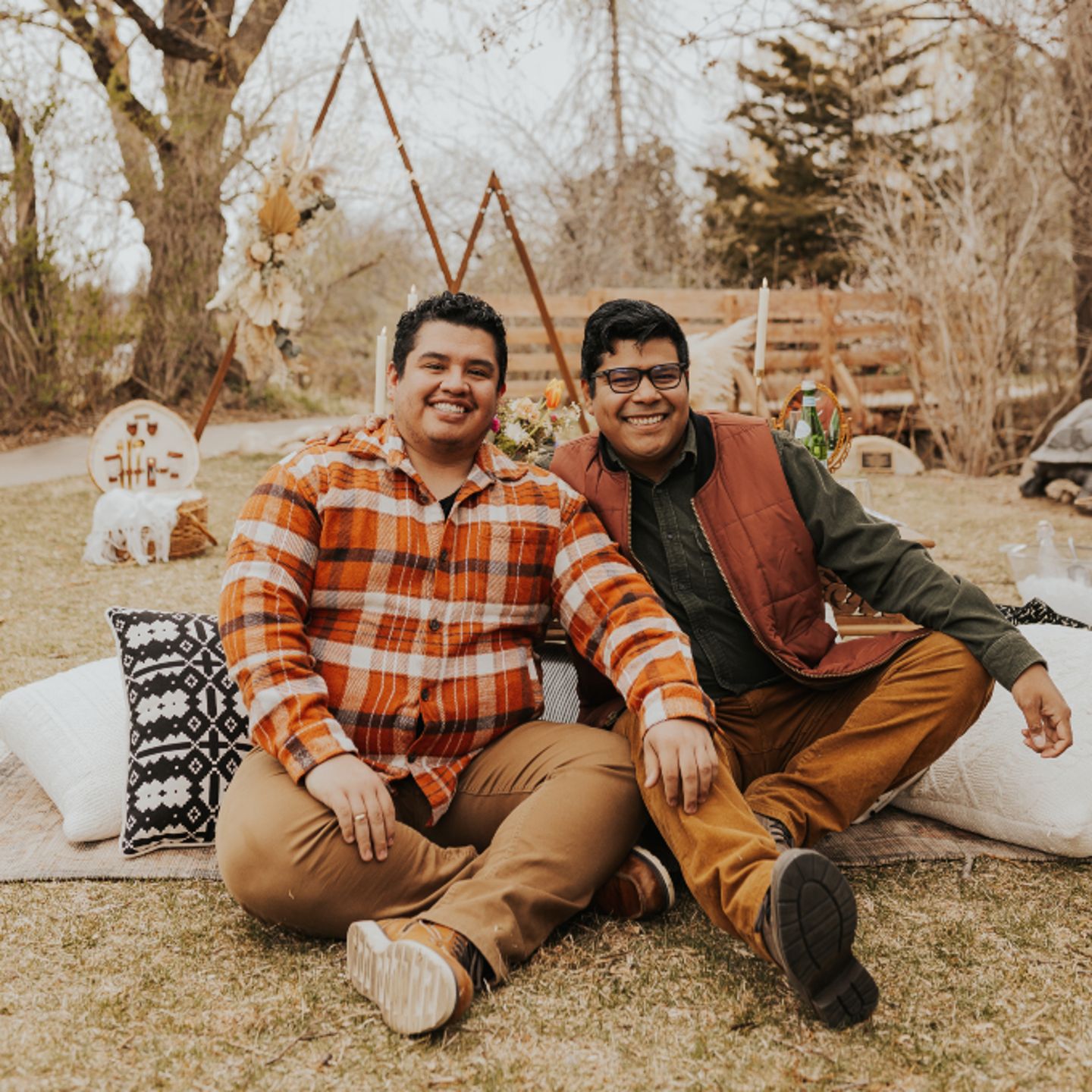 Couple sitting at picnic
