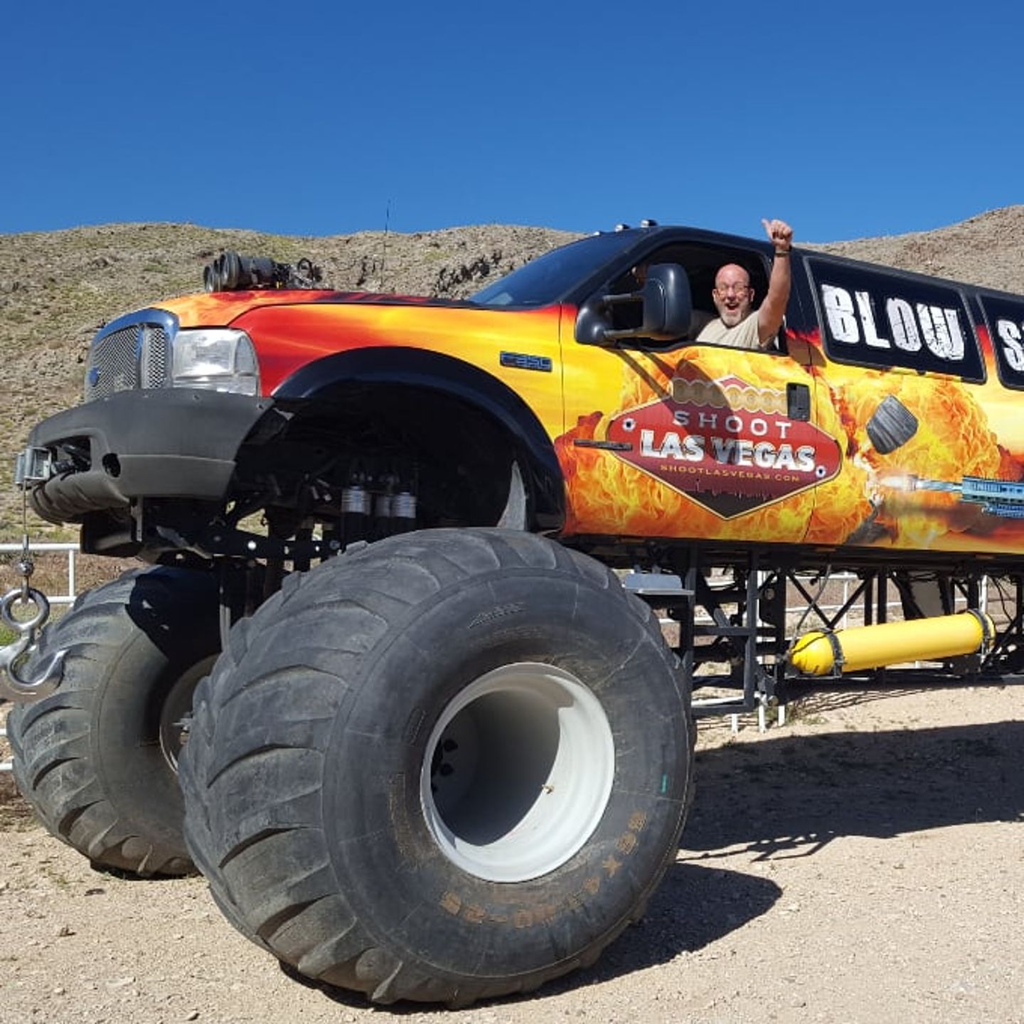 Person in monster truck