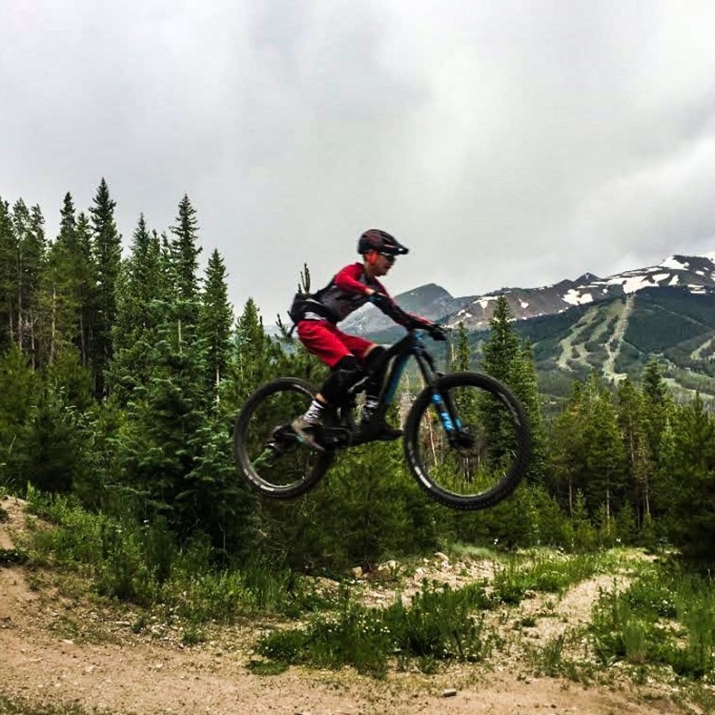 Person on bike mid air