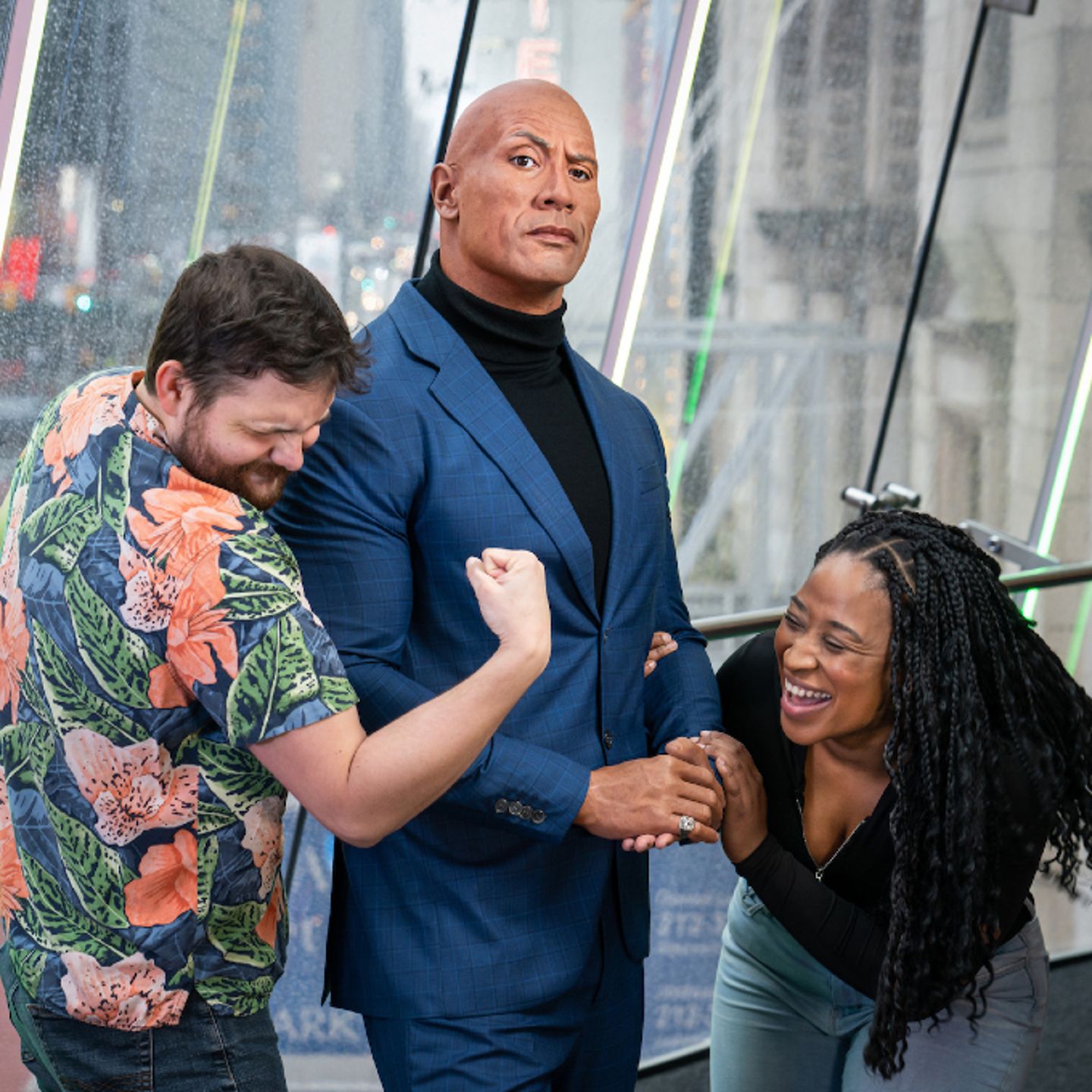 Two people with The Rock