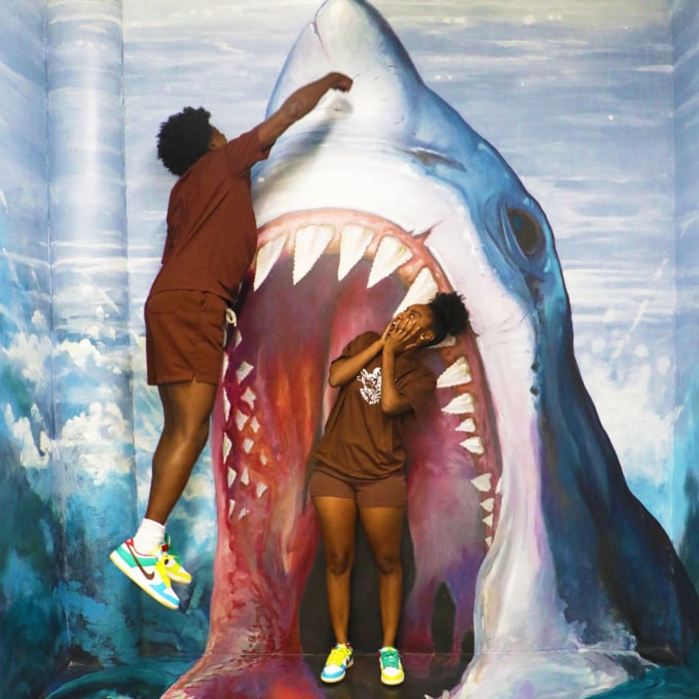 Couple with shark