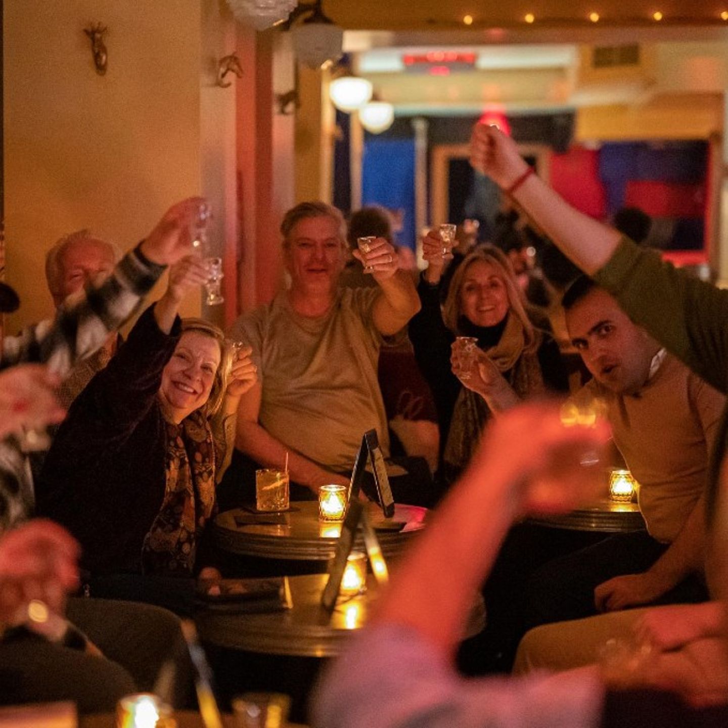 Group toasting drinks
