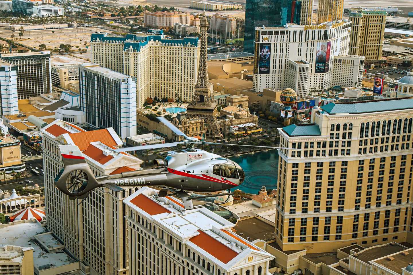 Helicopter over strip