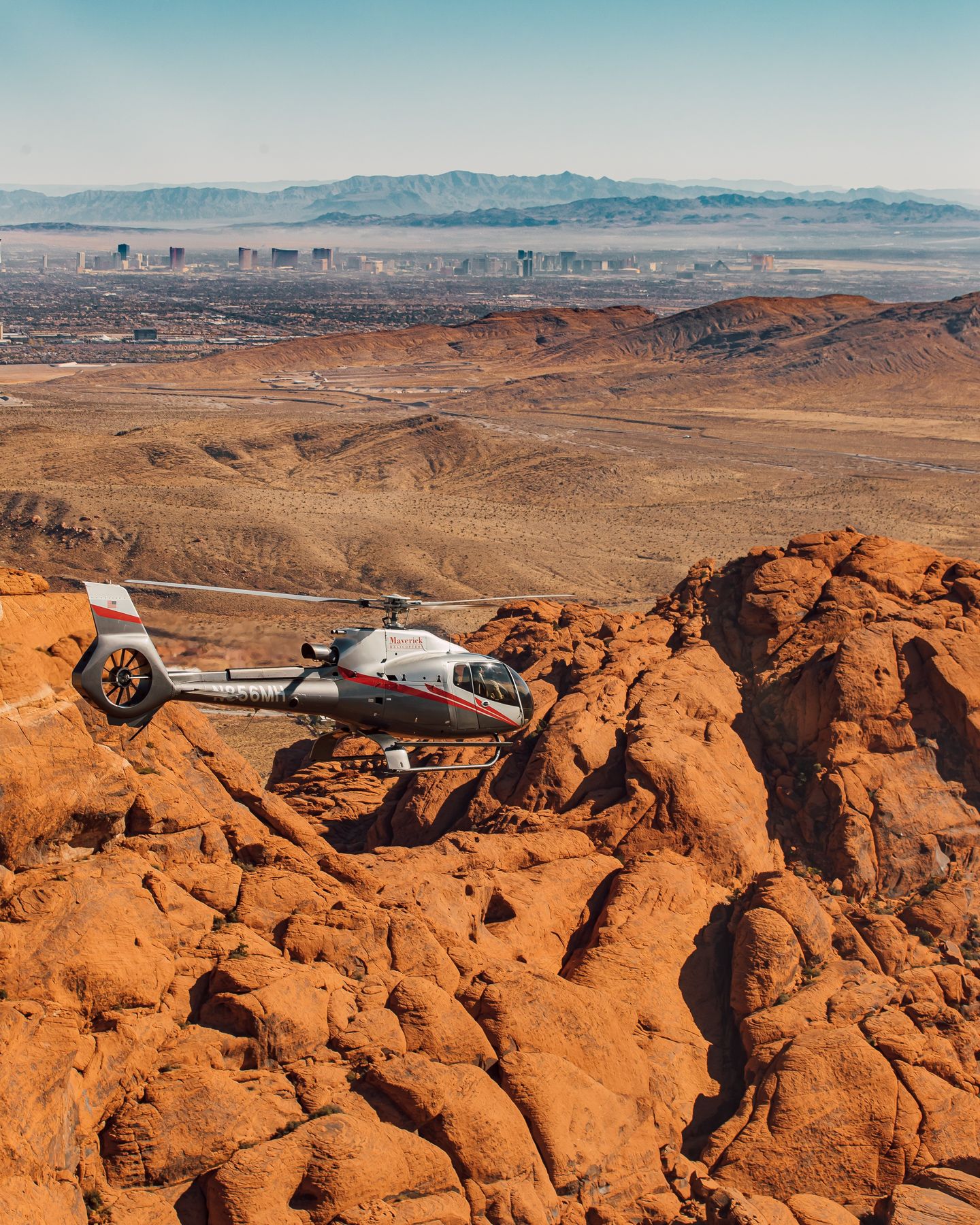 Helicopter over canyon
