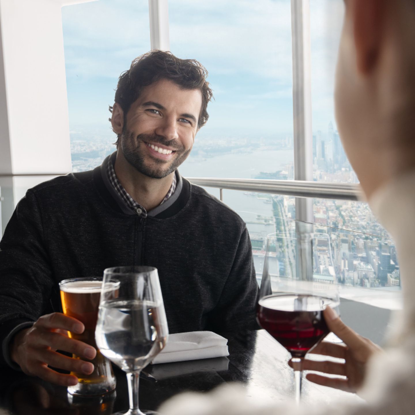 Couple enjoying drinks
