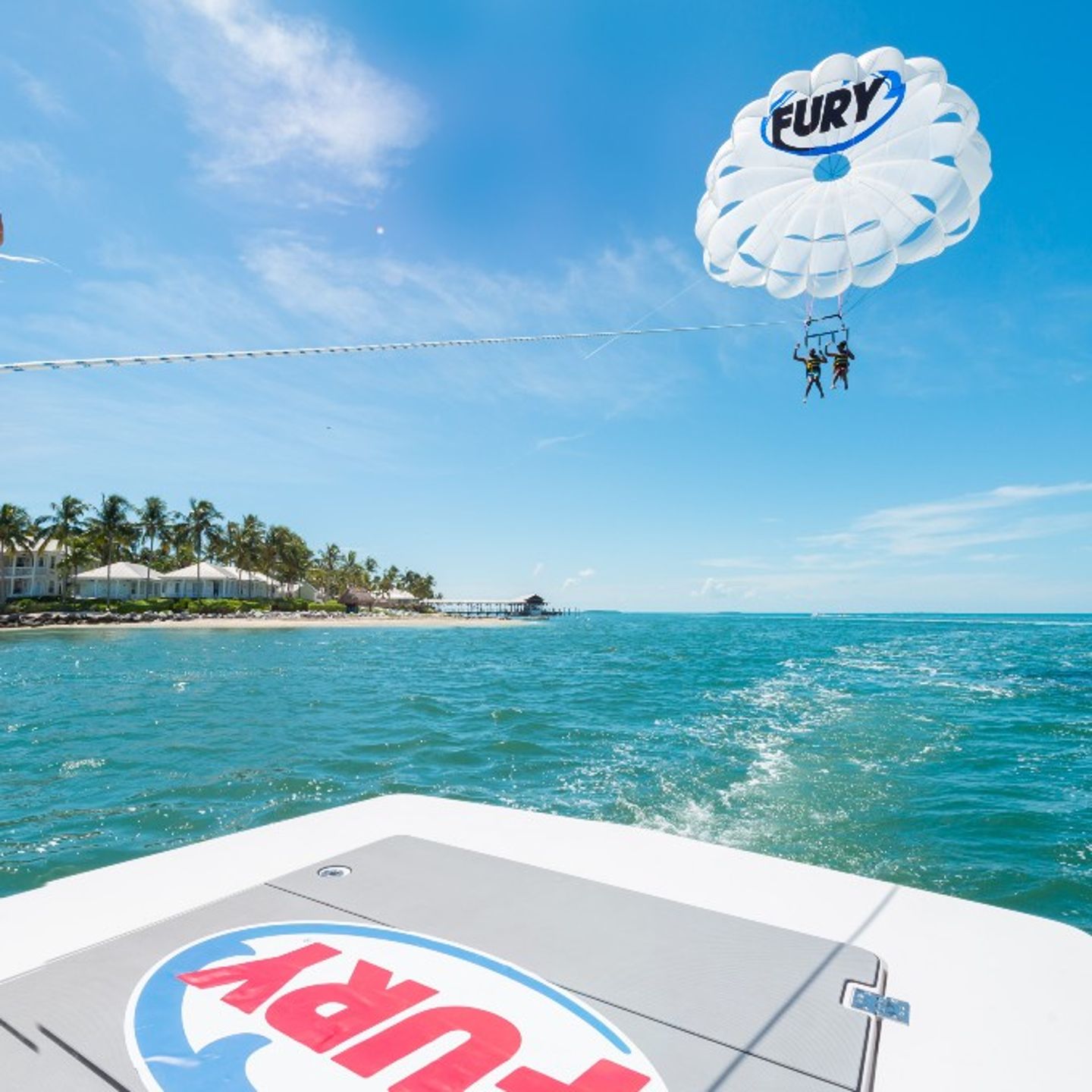 Parasailing off boat