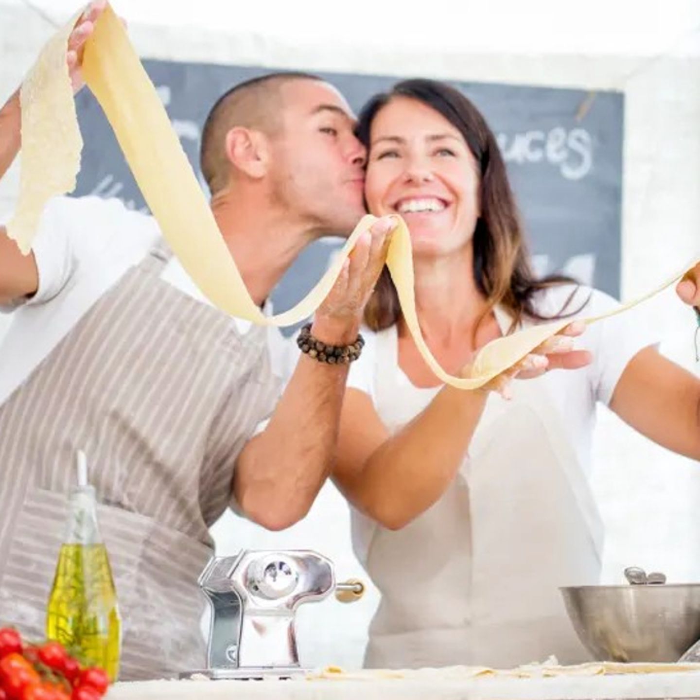 Couple with sheeted pasta