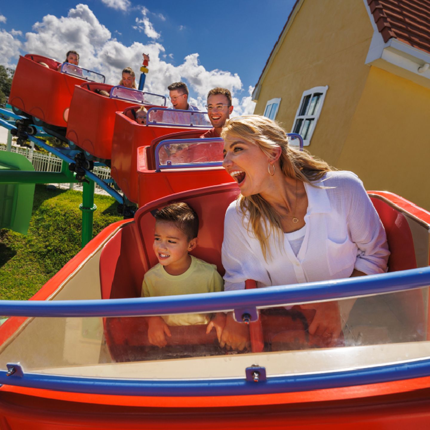 Mom and kid on ride