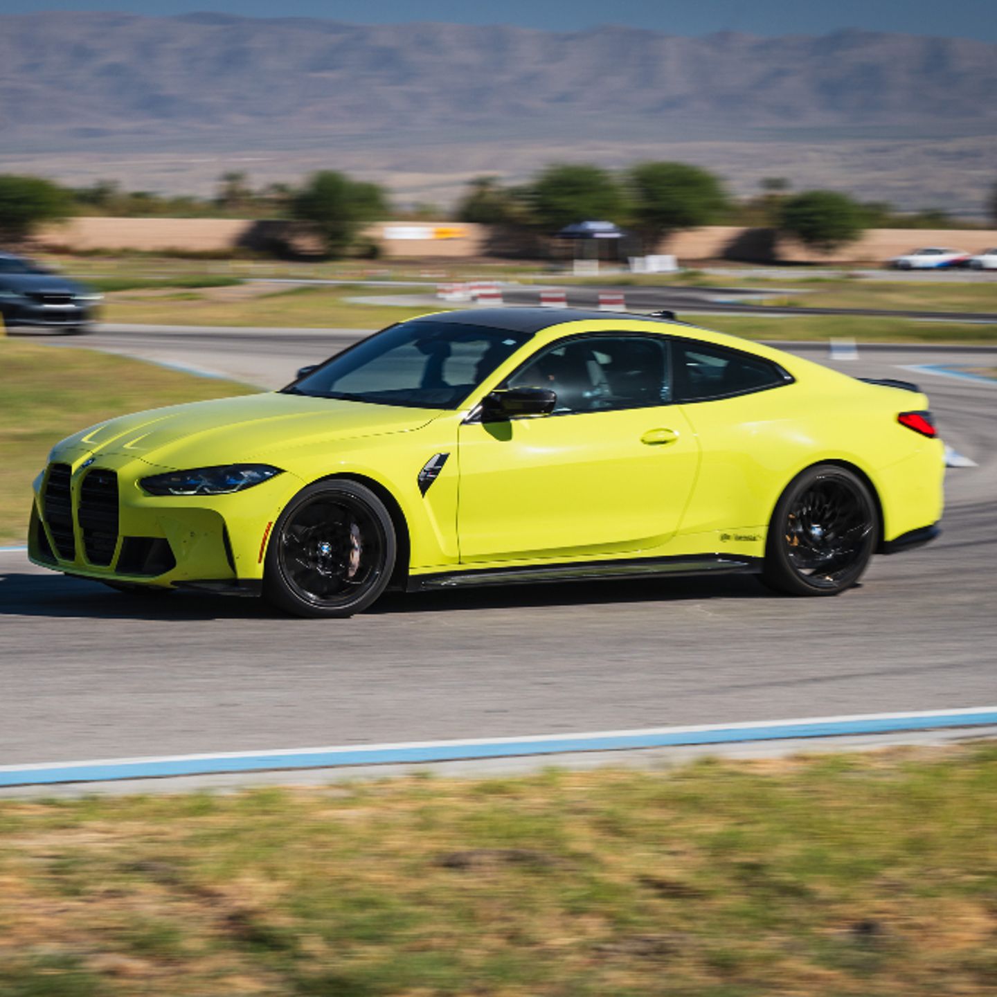 Yellow car driving