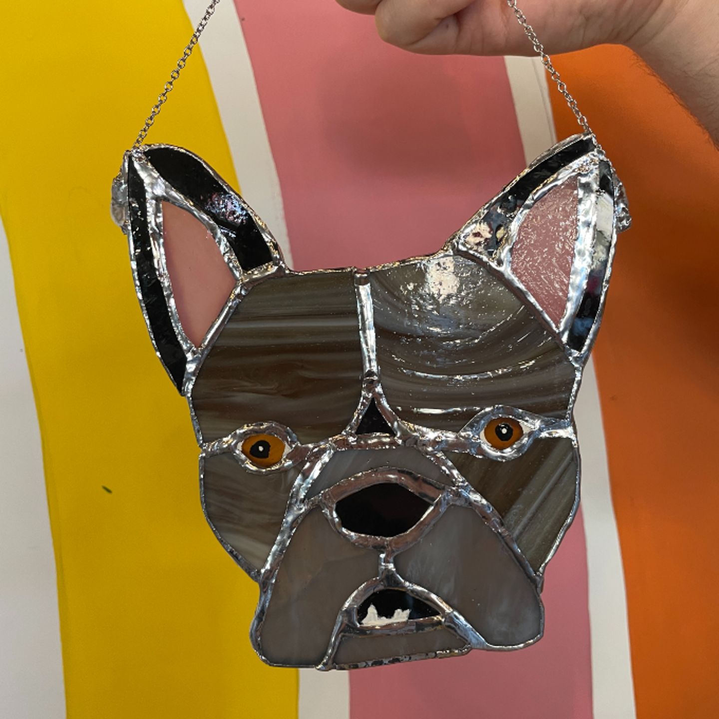 French Bulldog stained glass