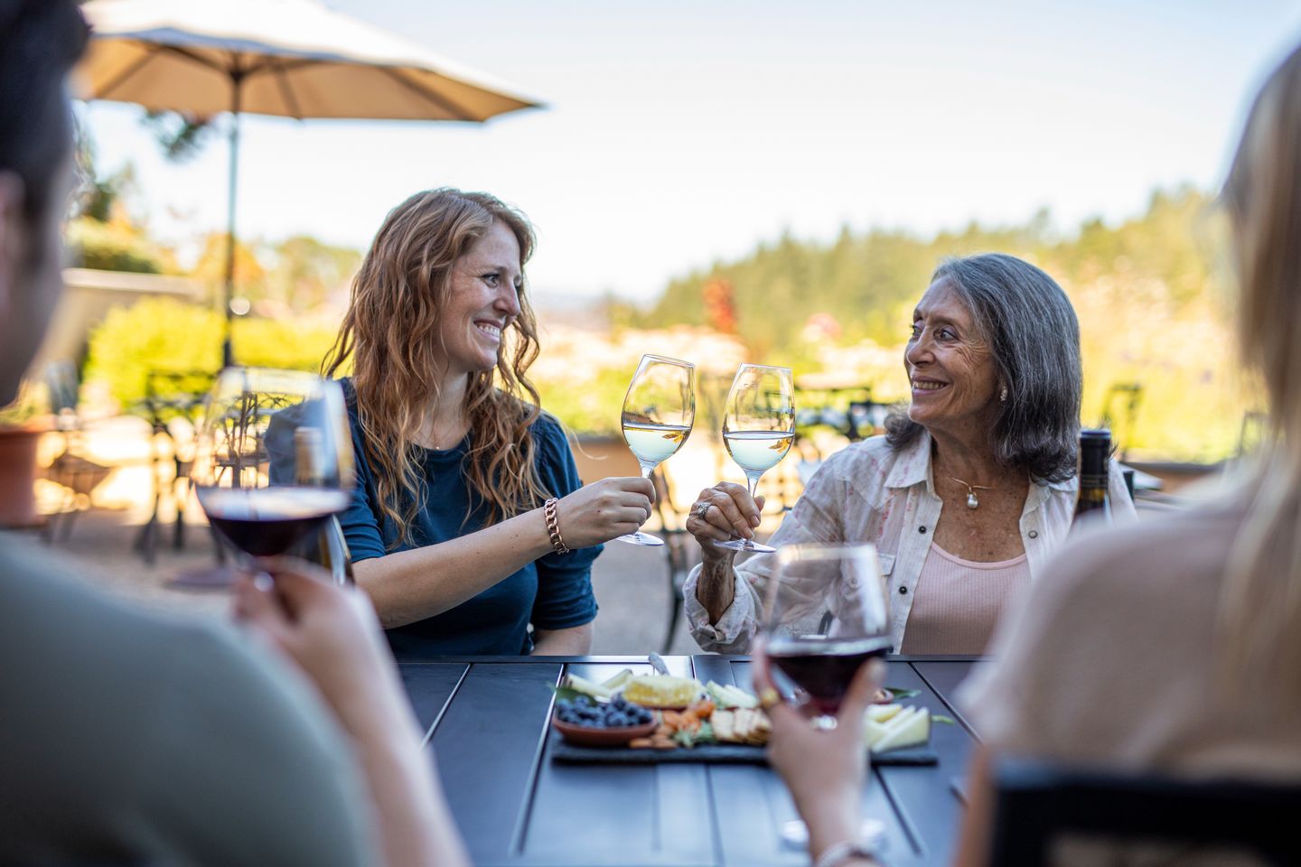 Two woman enjoying wine