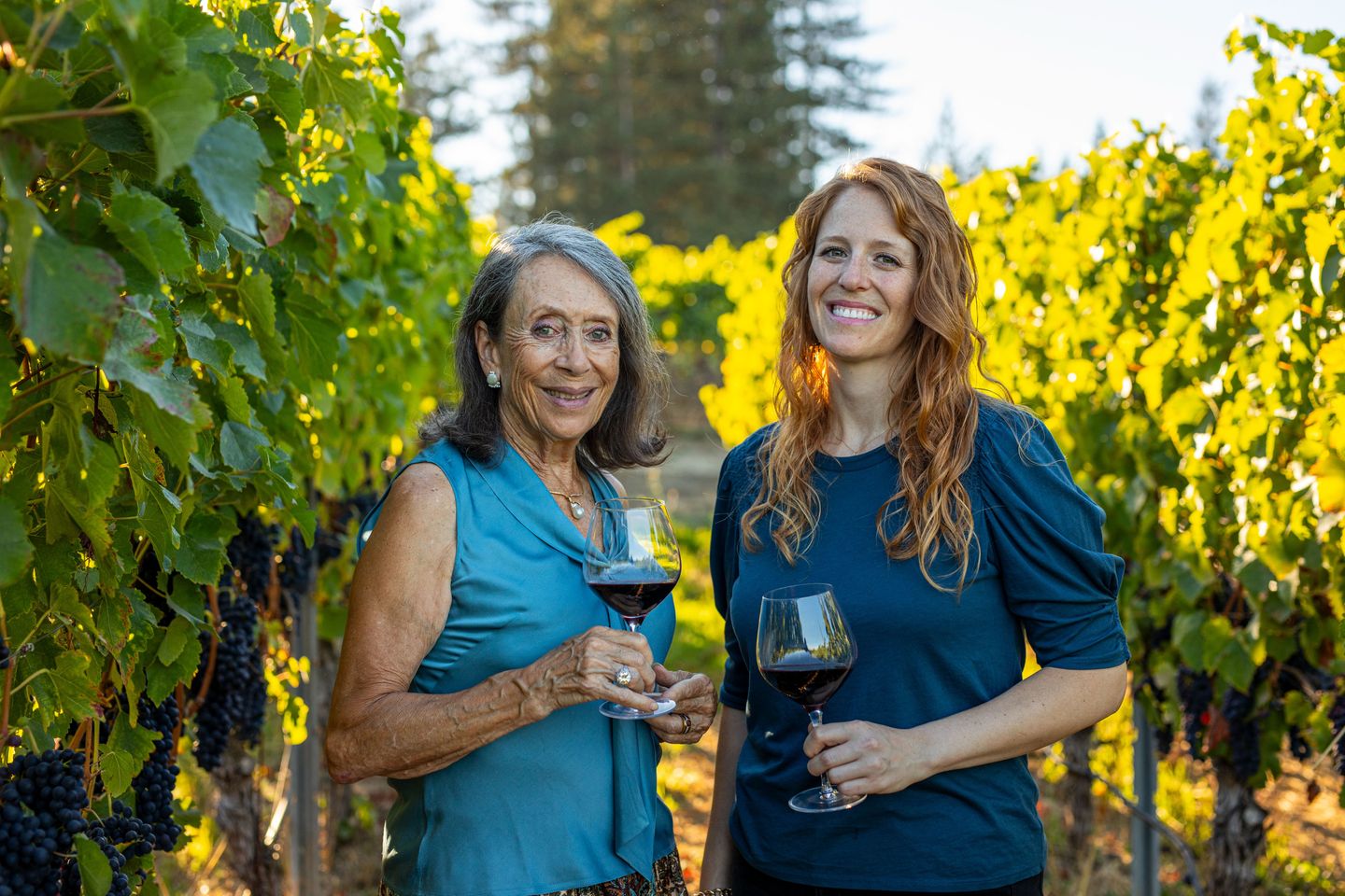 Two woman with wine