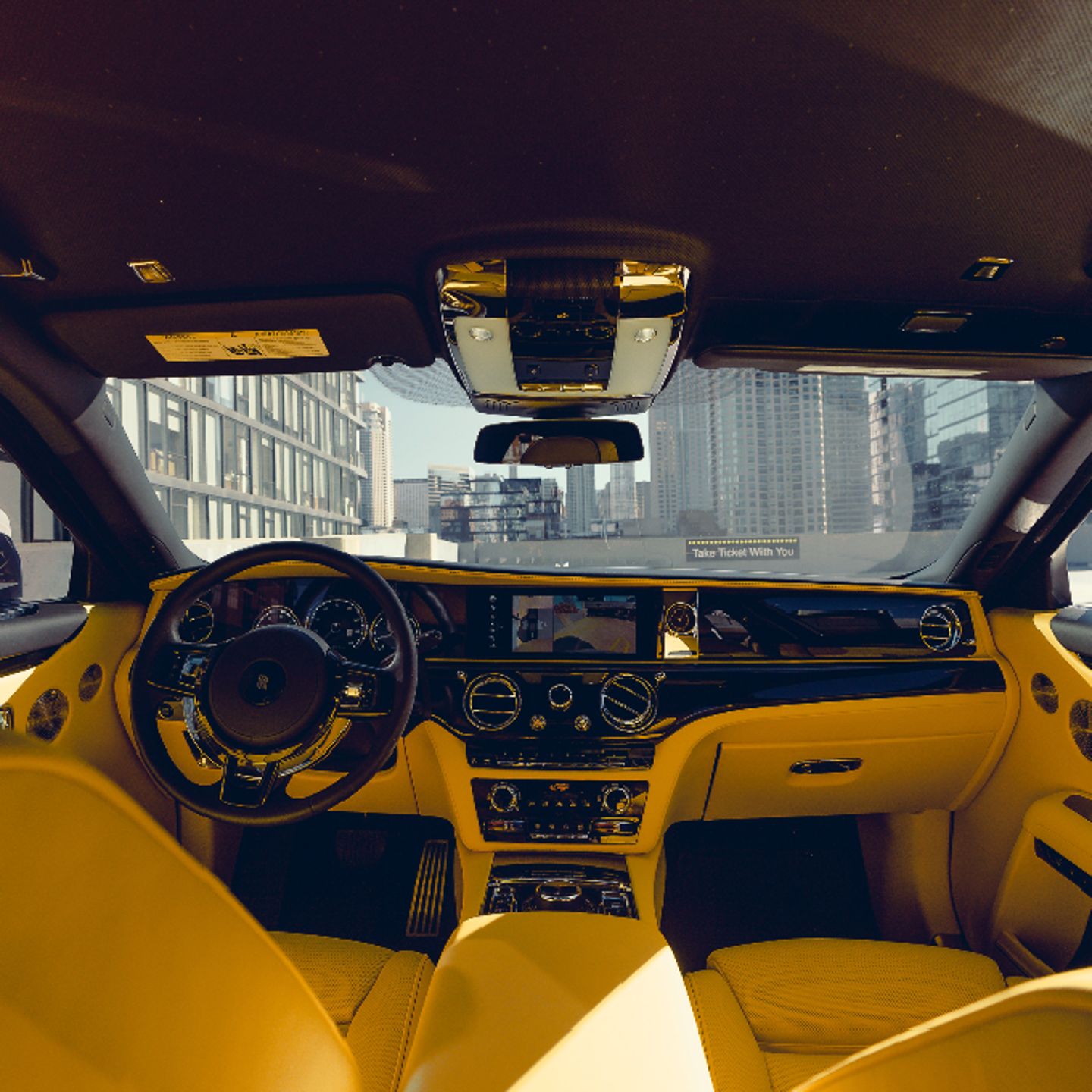 Inside luxury car