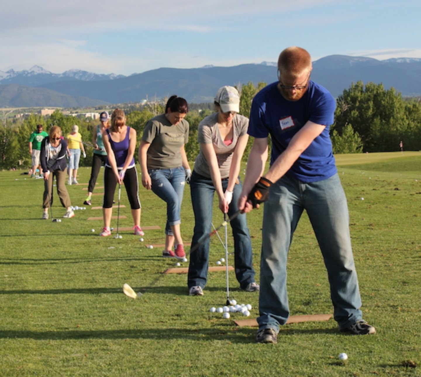 Group golfing