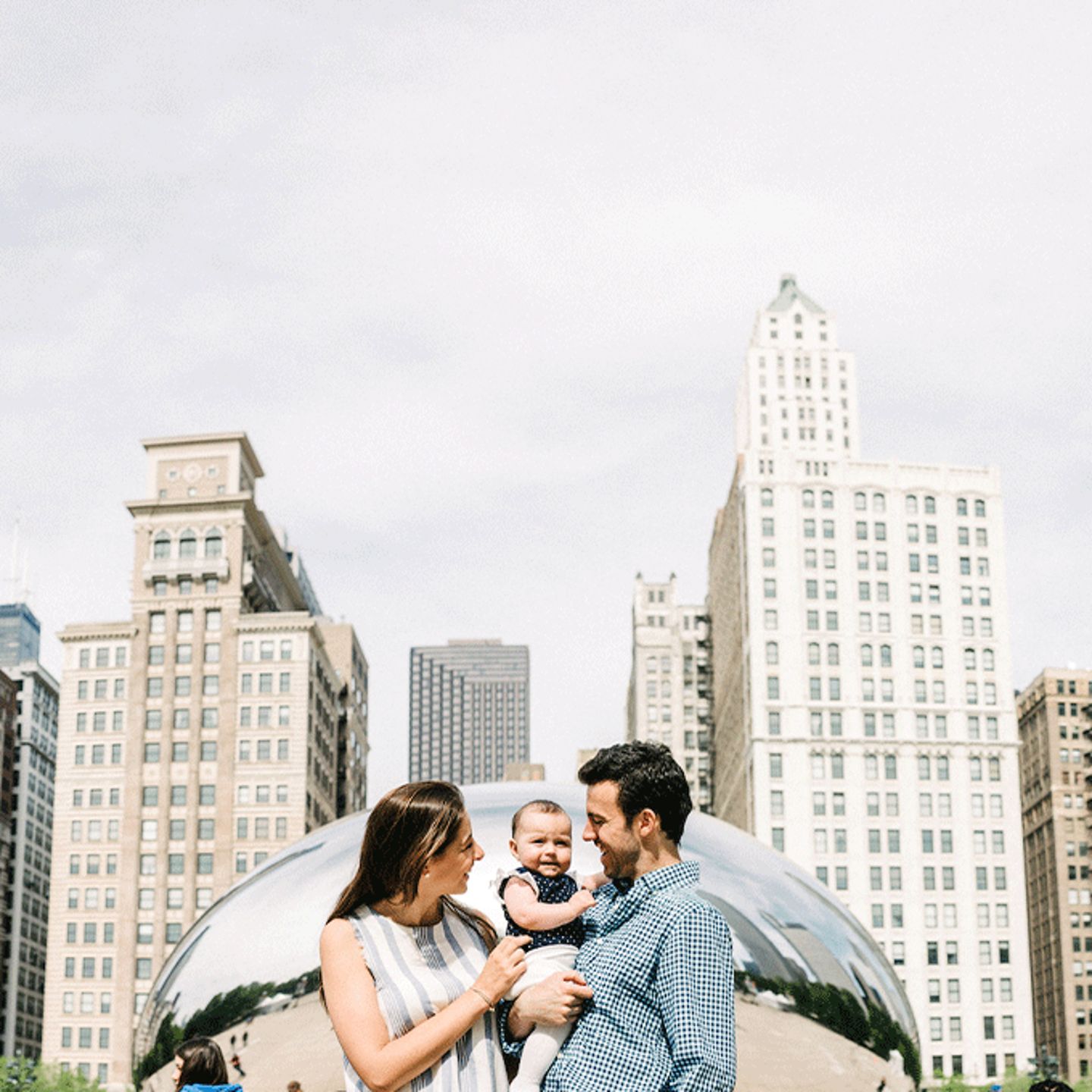 Family in front of The Bean
