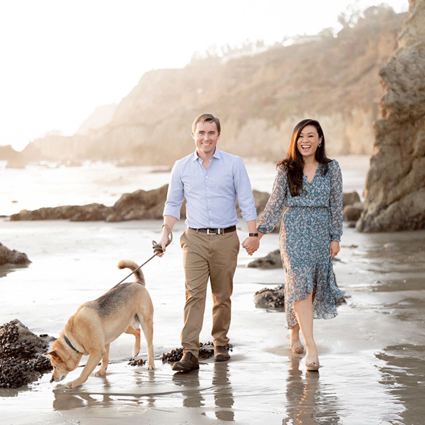 Beach Couple with Dog