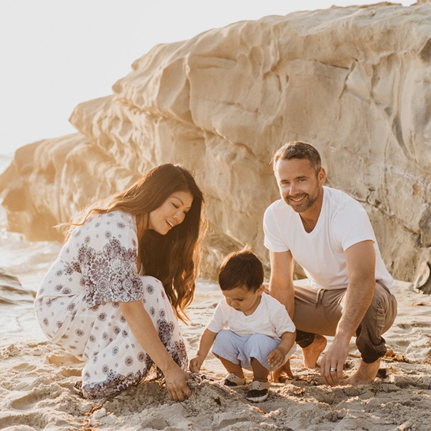 Family at Beach at Sunset