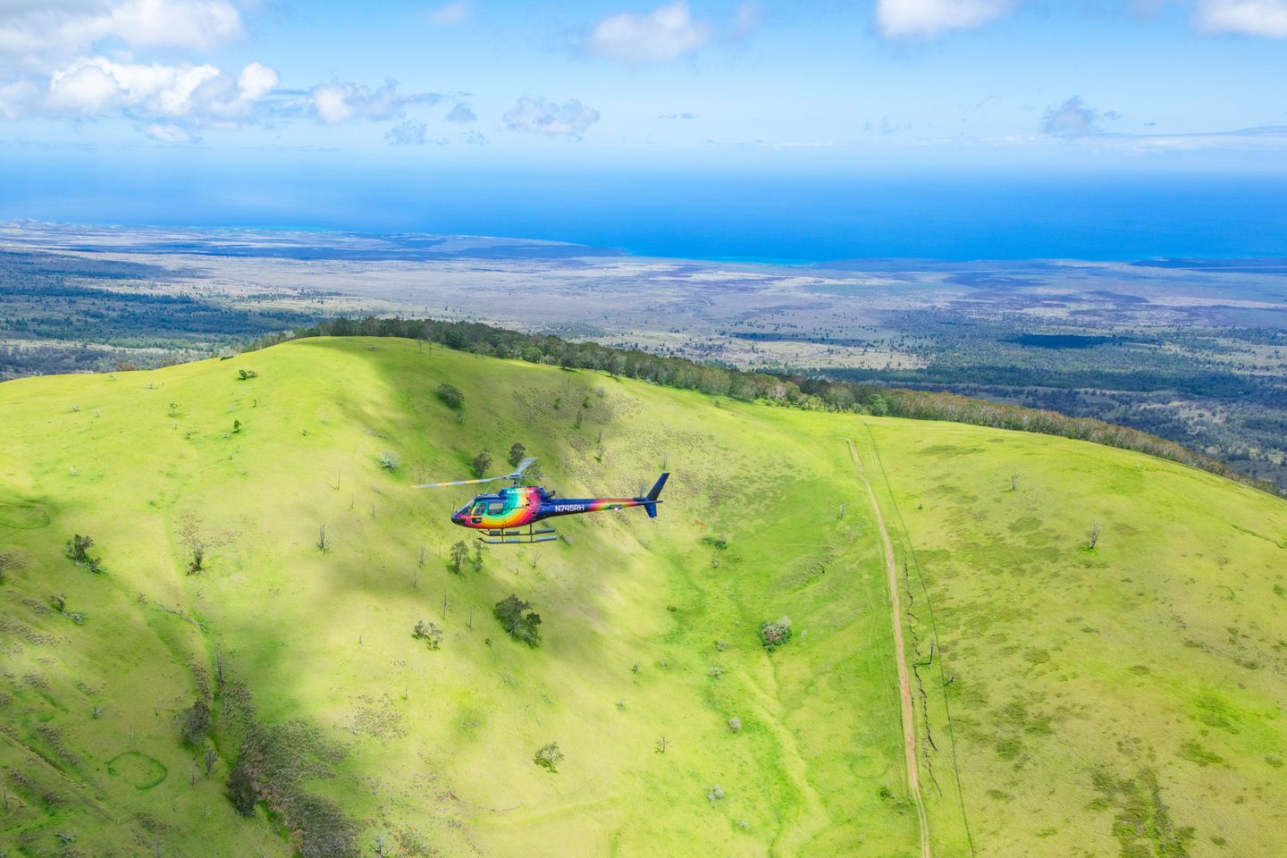 Helicopter over mountain