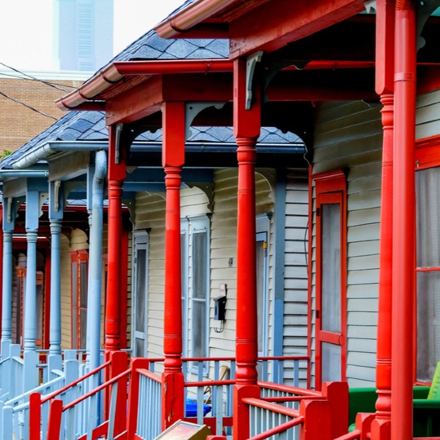 Old Red and Blue Houses