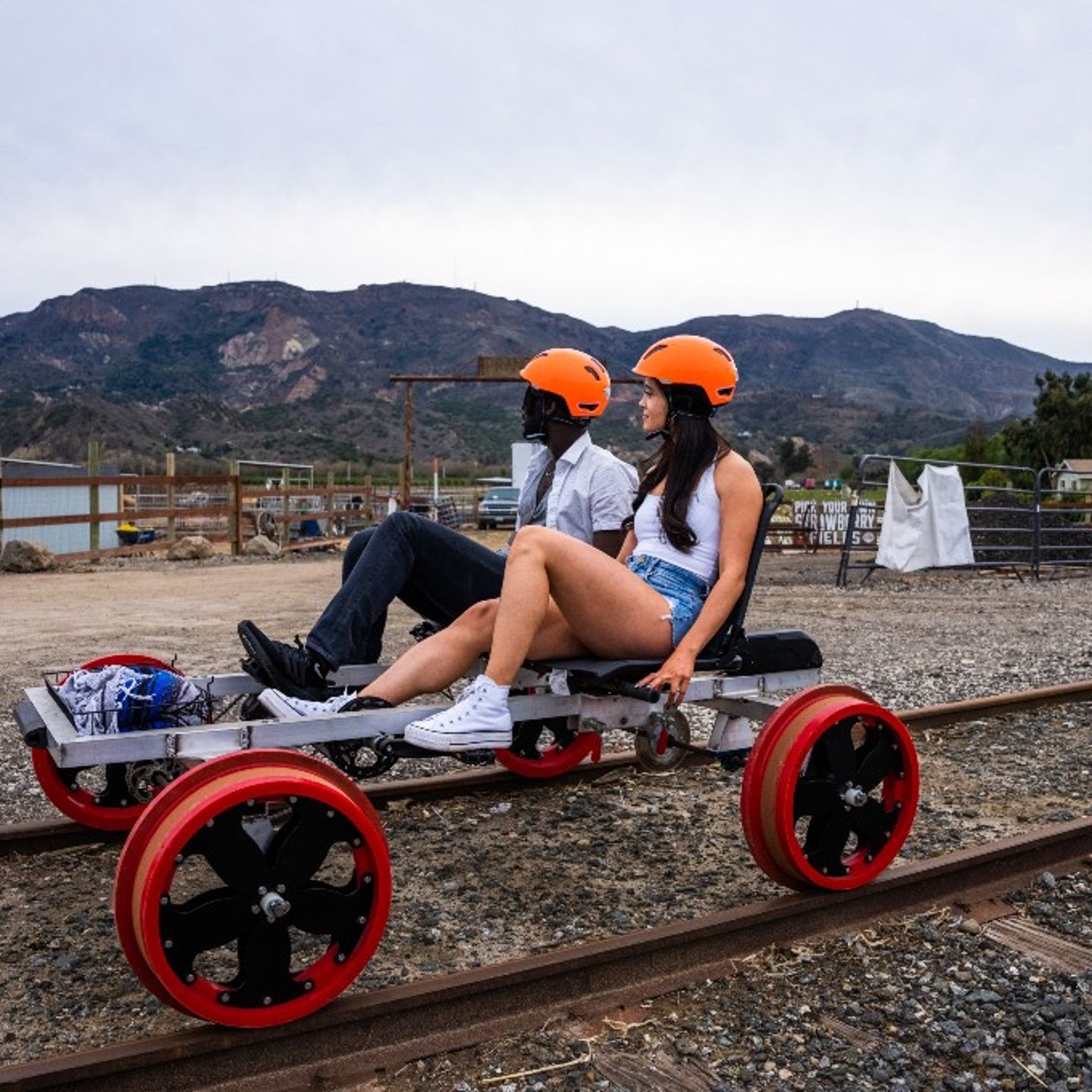 Couple on railbike